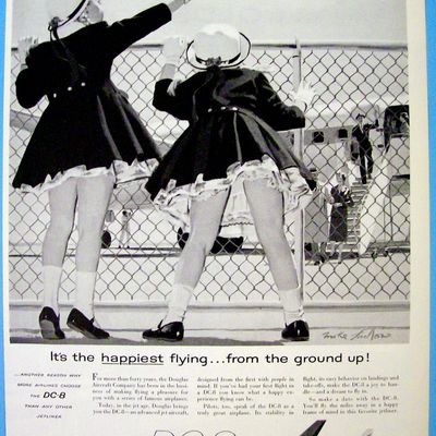 1960 Douglas CD-8 with Two Girls Watching Planes