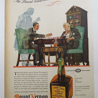 1937 Mount Vernon Whiskey with Two Men Playing Chess