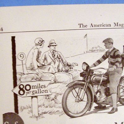 1926 Harley Davidson Single Motorcycle with Man Riding