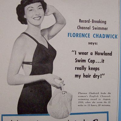 Vintage Ad: 1951 Howland Swim Caps w/ Florence Chadwick