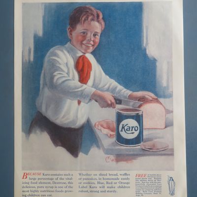1925 Karo Syrup with Boy Cutting Bread
