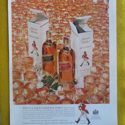 1959 Johnnie Walker Whiskey with Glasses Of Whiskey