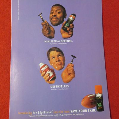 1998 Edge Pro Gel Shaving Gel with R. White & B. Favre