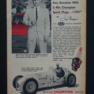 1955 Champion Spark Plugs w Racing Champion Jim Bryan