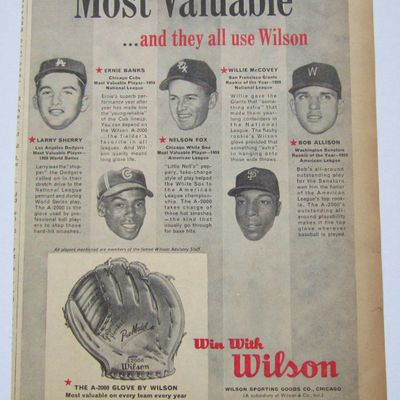 1960 Vintage Wilson A - 2000 Baseball Glove W/ Banks