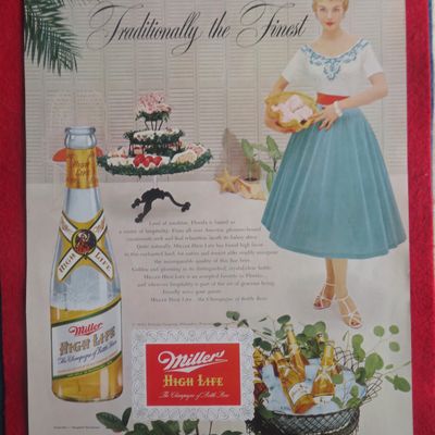 1954 Miller High Life Beer with Woman Holding Treats