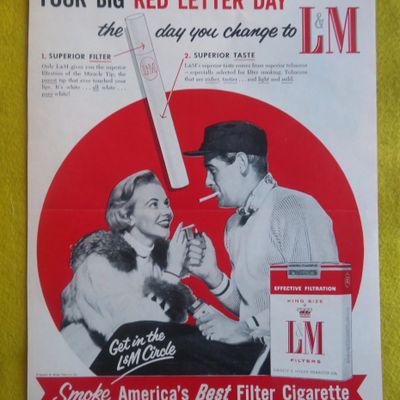 1956 L & M Cigarettes w/ Man Lighting Woman's Cigarette