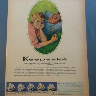 1962 Keepsake Ring with Man & Woman Laying In Grass