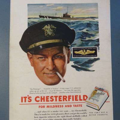 1943 Chesterfield Cigarettes w/ U. S. Submarine Service