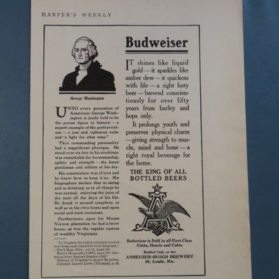 1908 Budweiser Beer with George Washington