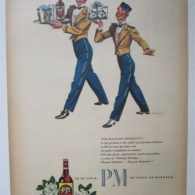 1945 PM Whiskey with Two Bellboys Carrying Whiskey