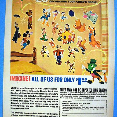 1969 Walt Disney Wall Decorations w/ Disney Characters