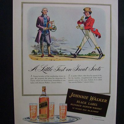 1941 Dual Ad: Johnnie Walker Black Label & Mobilgas