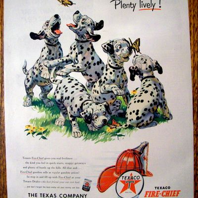 1953 Texaco Fire Chief Gasoline w Dalmatians Playing