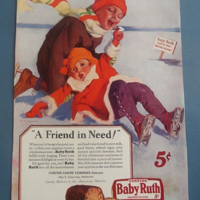 1927 Curtiss Baby Ruth Candy Bar with Children Skating