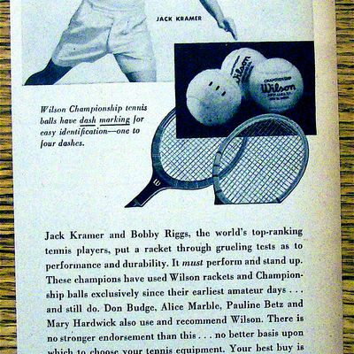 1948 Wilson Tennis Rackets & Balls w/Riggs and Kramer