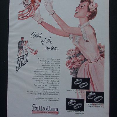 1954 Palladium Platinum w/ Bridesmaid Catching Bouquet