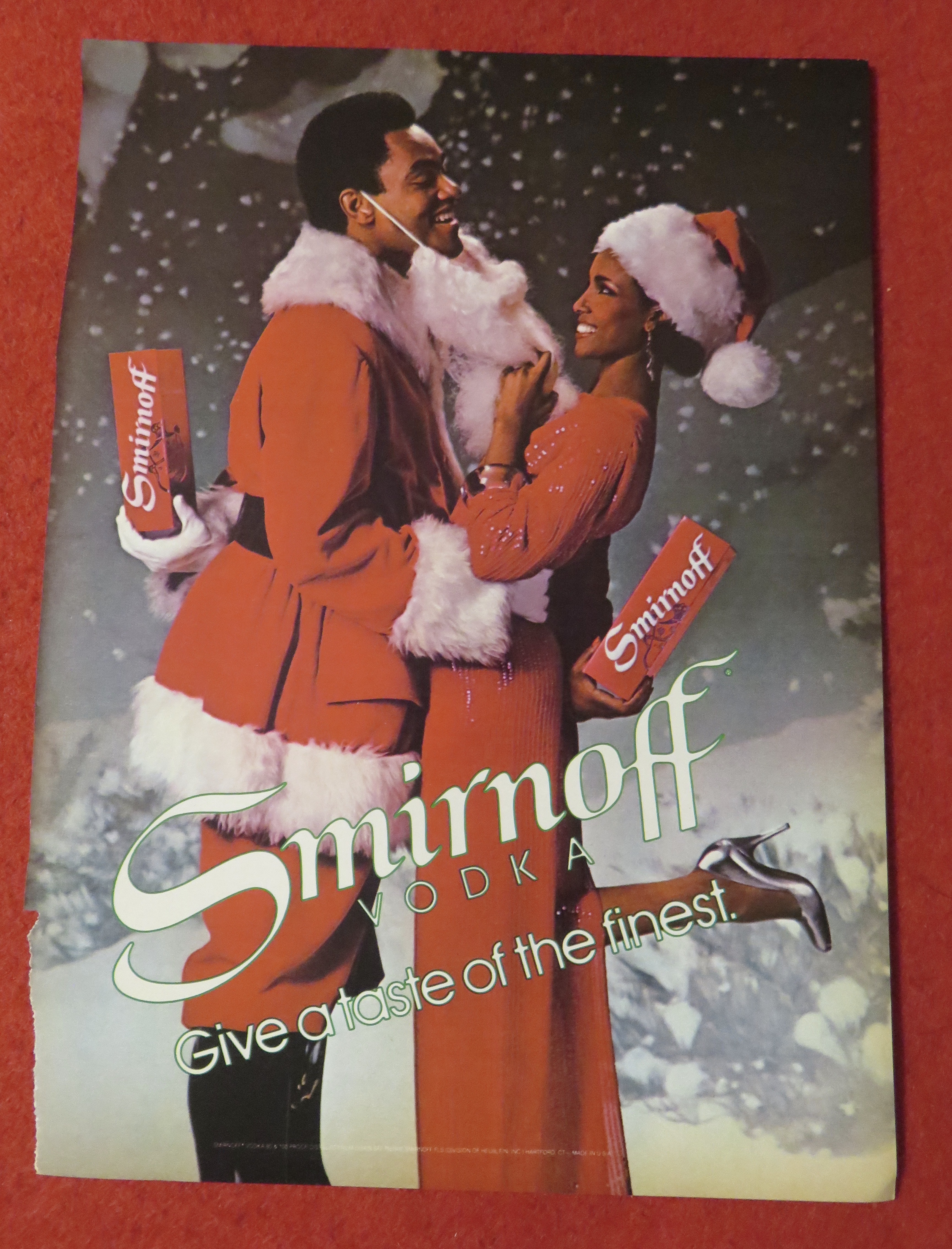 1982 Smirnoff Vodka with Woman Pulling Man's Beard