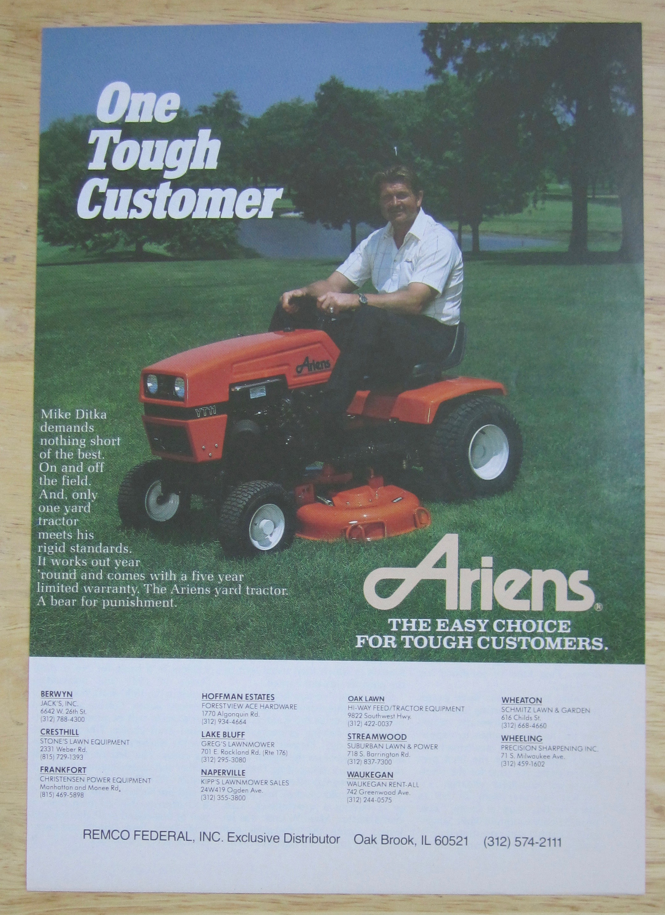 1988 Ariens Riding Lawn Mower w/ Football's Mike Ditka