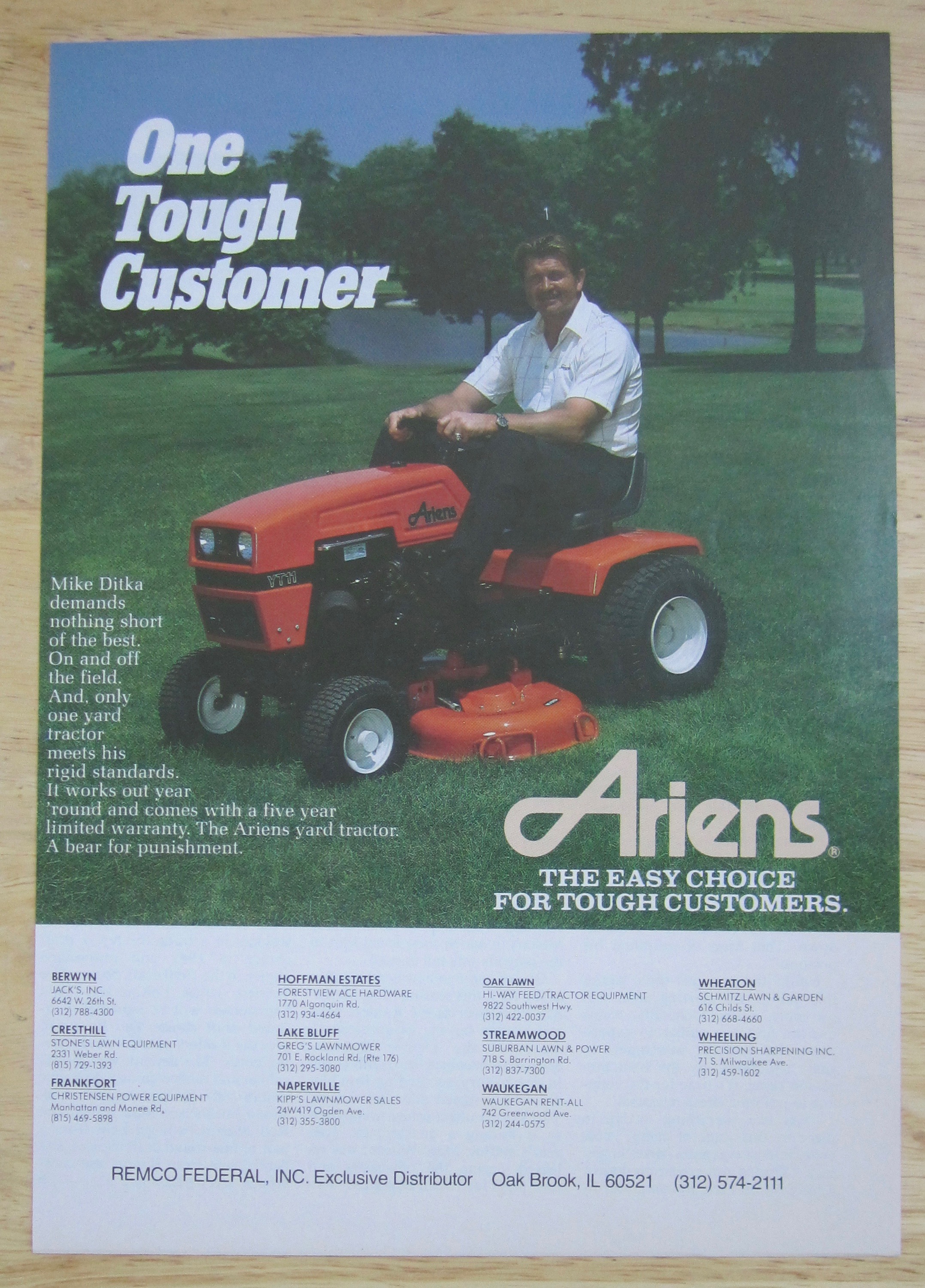 1988 Ariens Riding Lawn Mower w/ Football's Mike Ditka