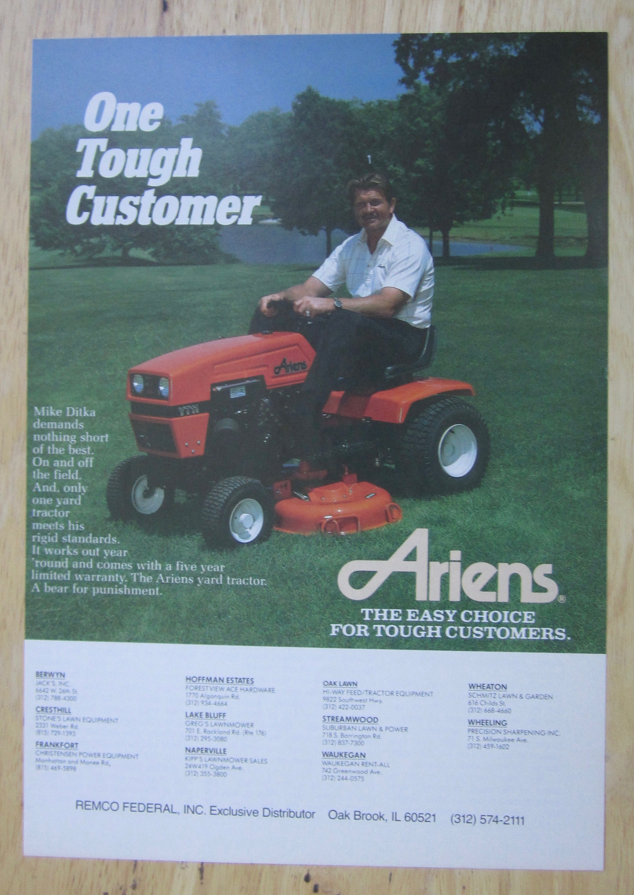 1988 Ariens Riding Lawn Mower w/ Football's Mike Ditka