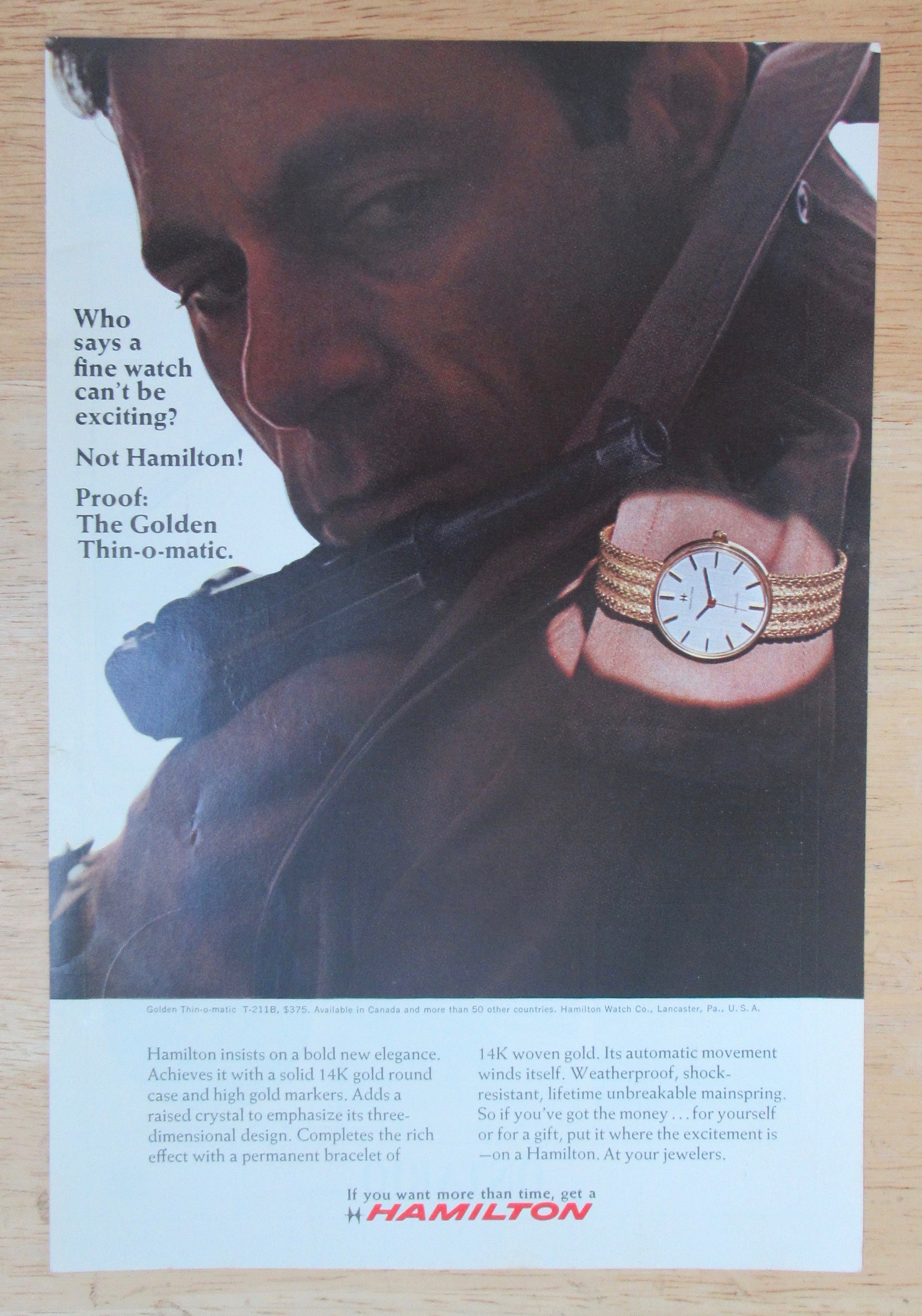 1966 Hamilton Watch with the Golden Thin O Matic