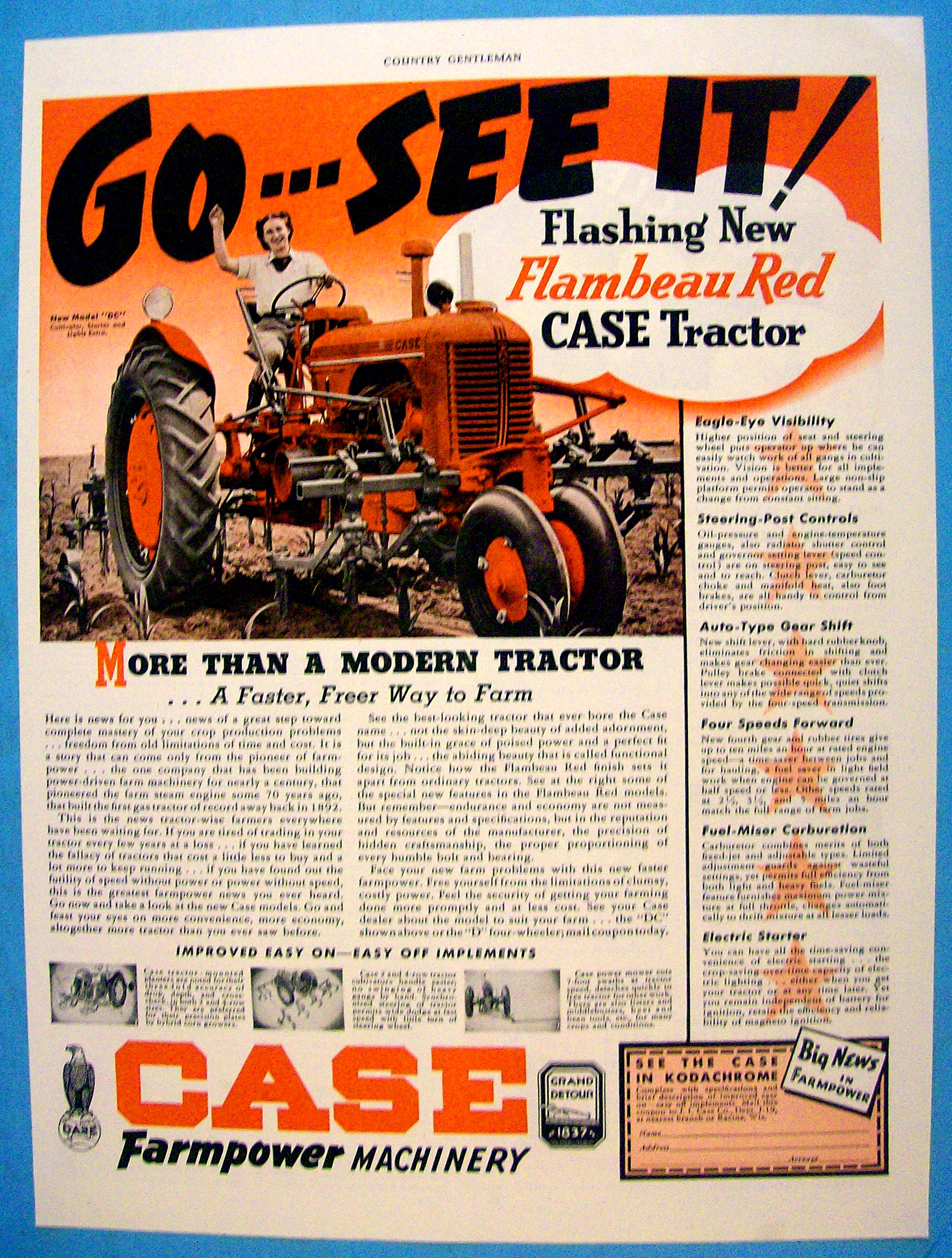 1939 Case Farmpower w/ Red Tractor