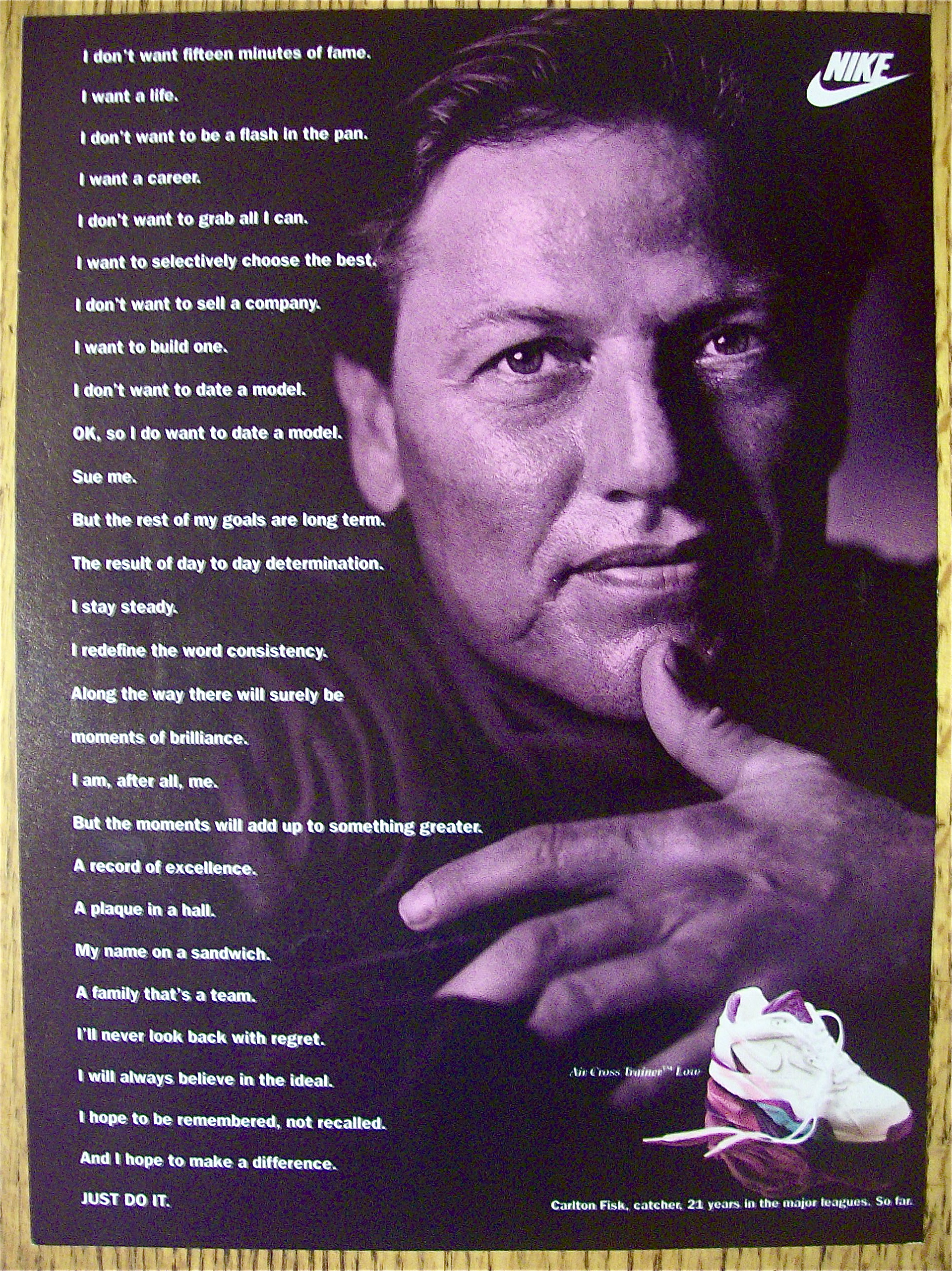 1992 Nike With Baseball's Carlton Fisk