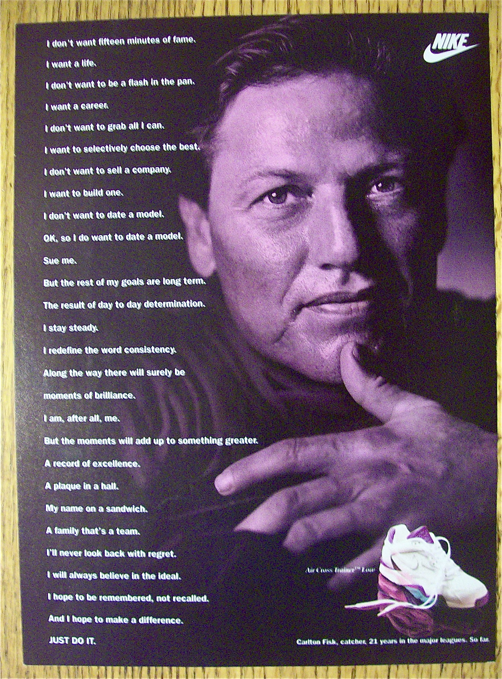 1992 Nike With Baseball's Carlton Fisk