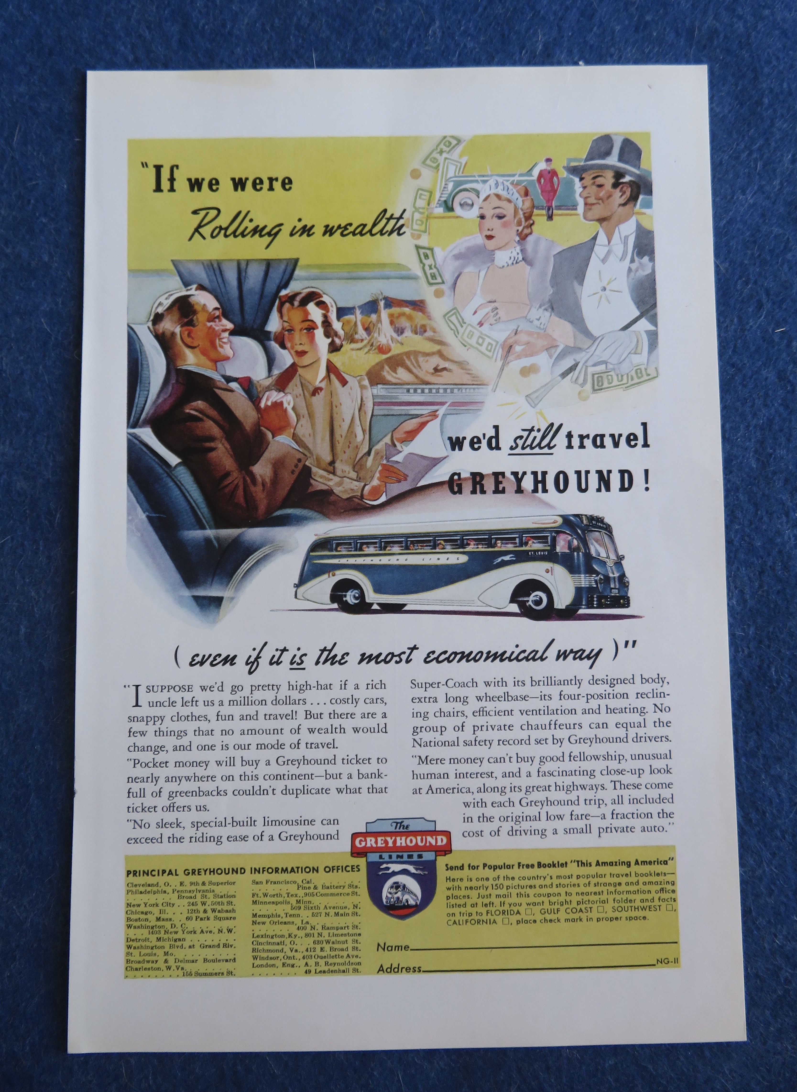 1938 Greyhound Lines with Man & Woman On The Bus