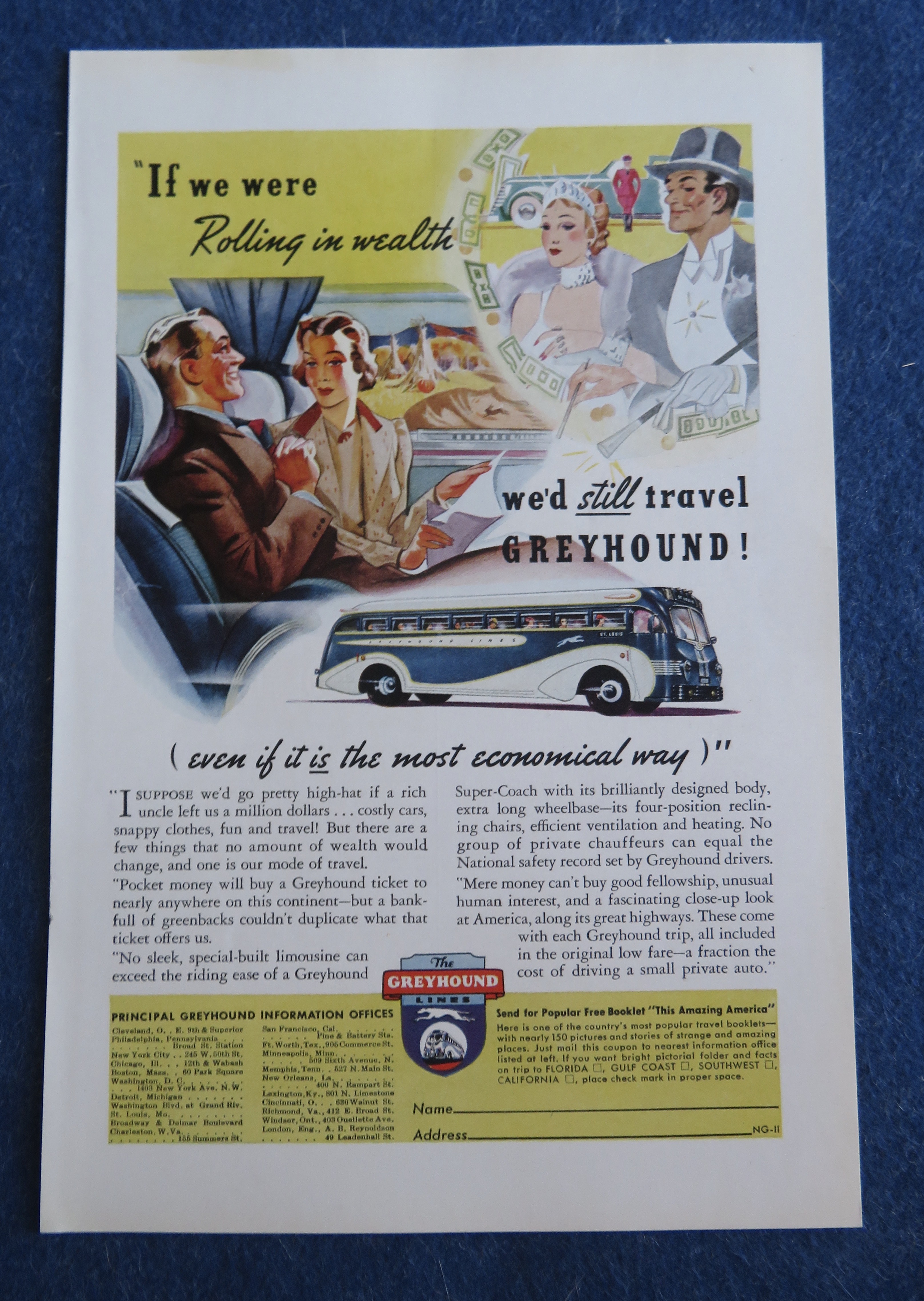 1938 Greyhound Lines with Man & Woman On The Bus