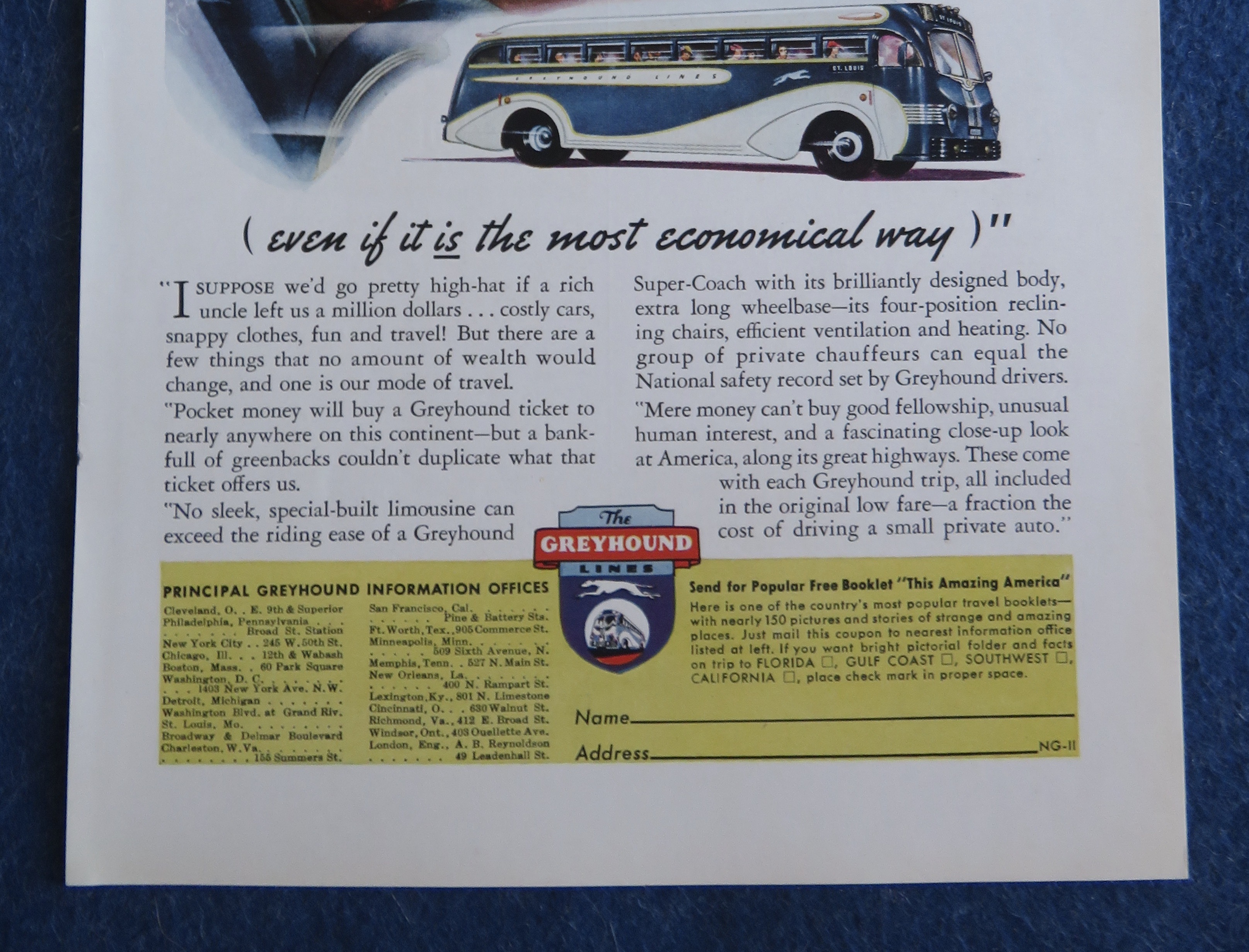 1938 Greyhound Lines with Man & Woman On The Bus