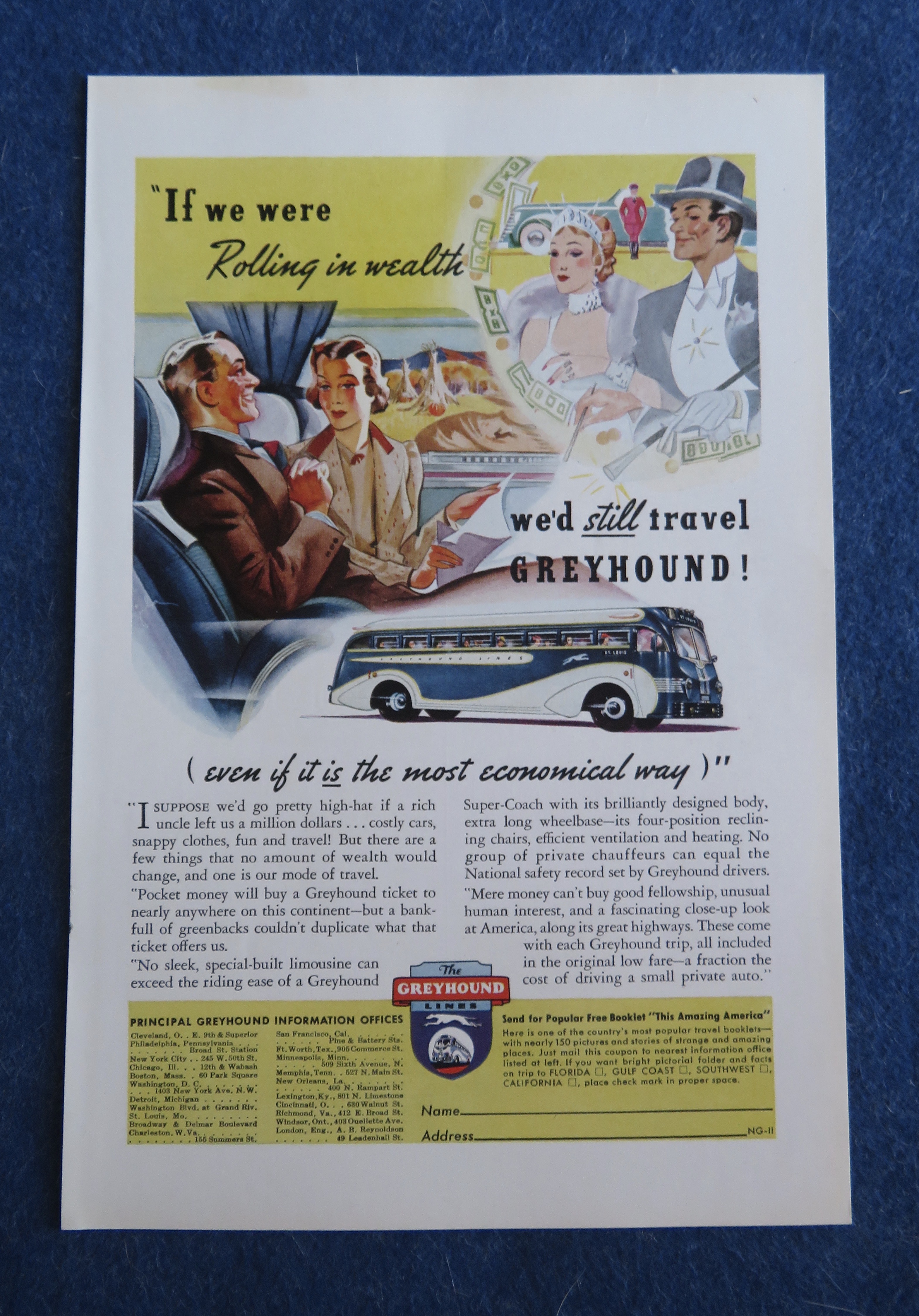 1938 Greyhound Lines with Man & Woman On The Bus