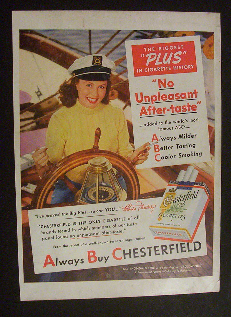 1951 Dual Ad: Chesterfield Cigarettes & PM Whiskey