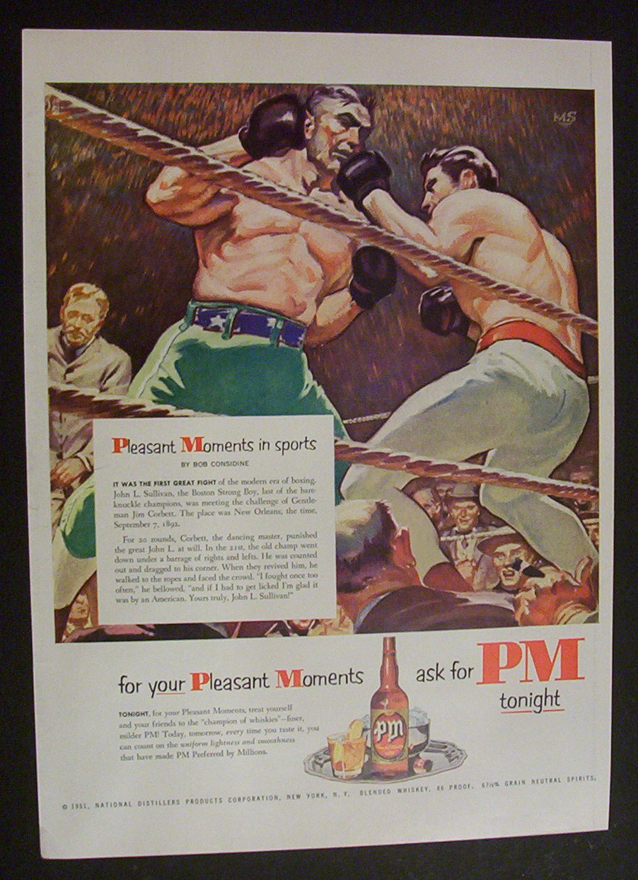 1951 Dual Ad: Chesterfield Cigarettes & PM Whiskey