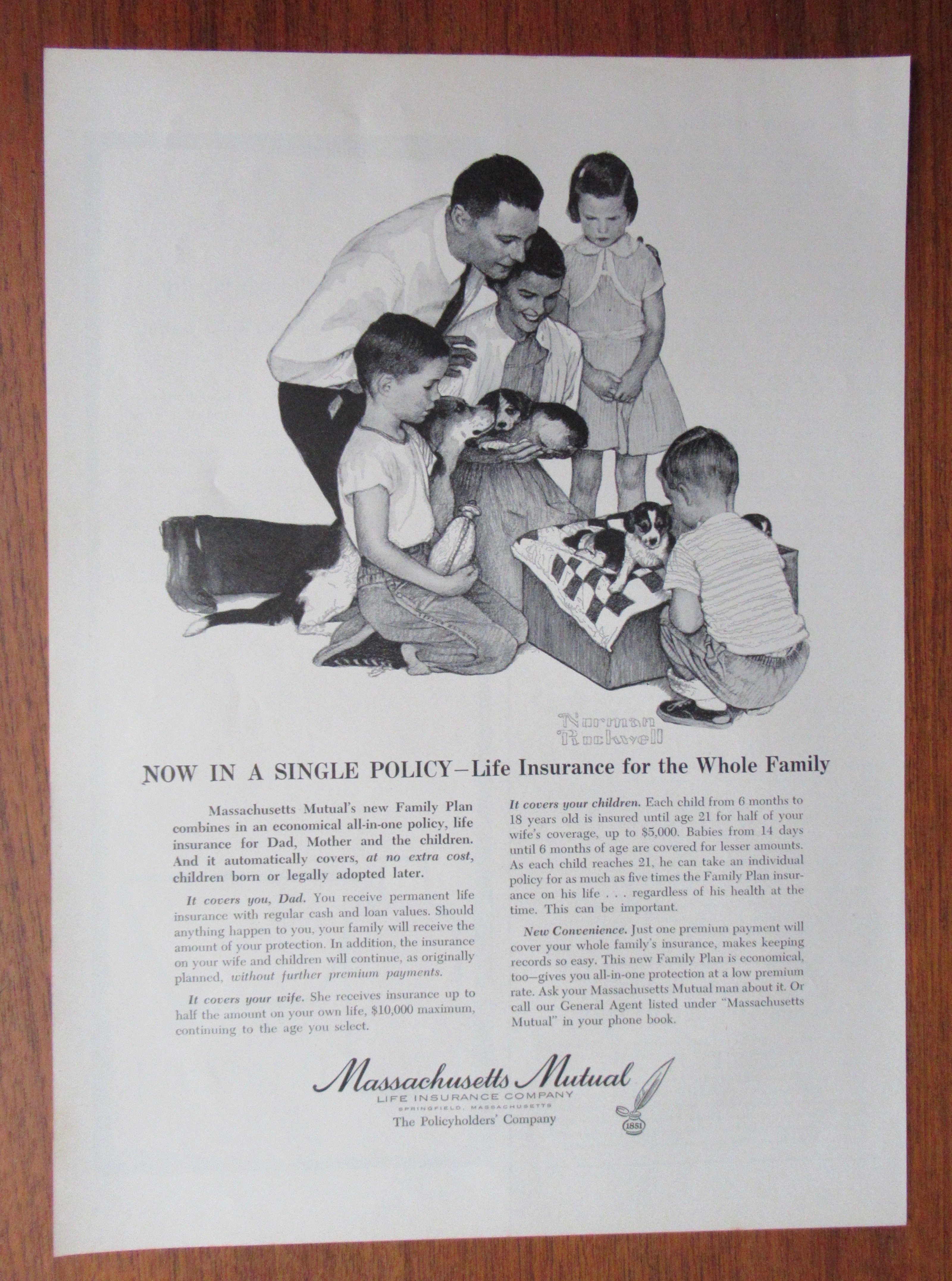 1958 Massachusetts Mutual w/Family By Norman Rockwell