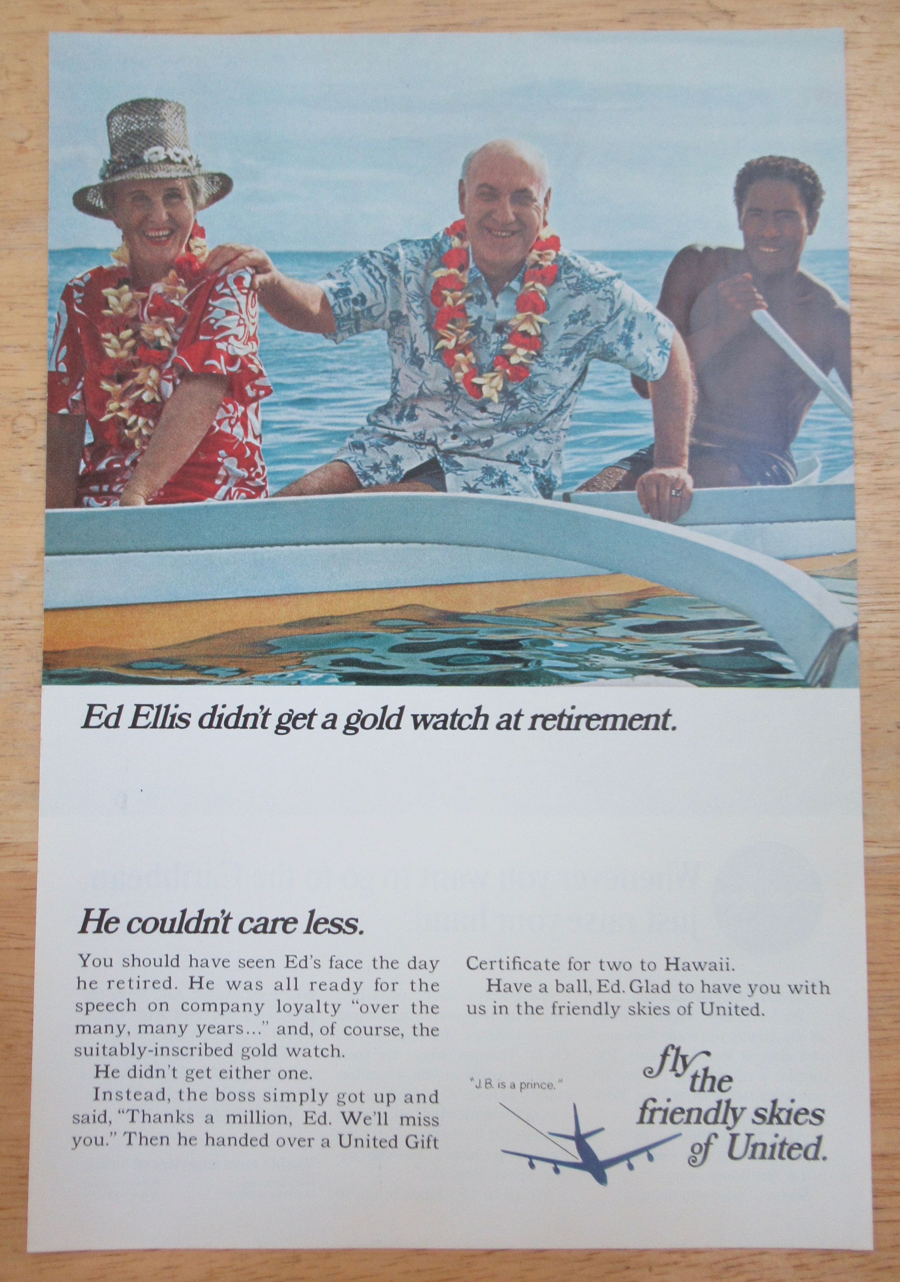 1966 United Airlines with Couple Being Rowed In A Boat