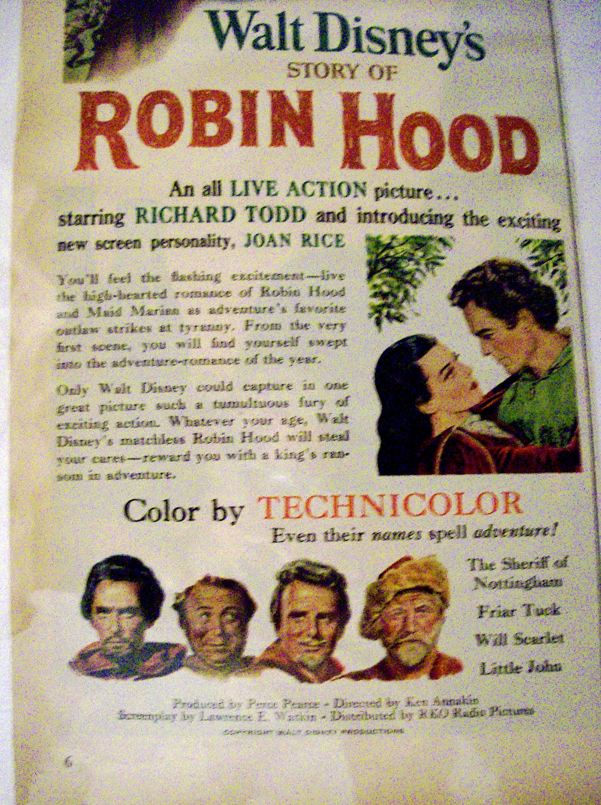 1952 Walt Disney's Story Of Robin Hood w/Todd & Rice