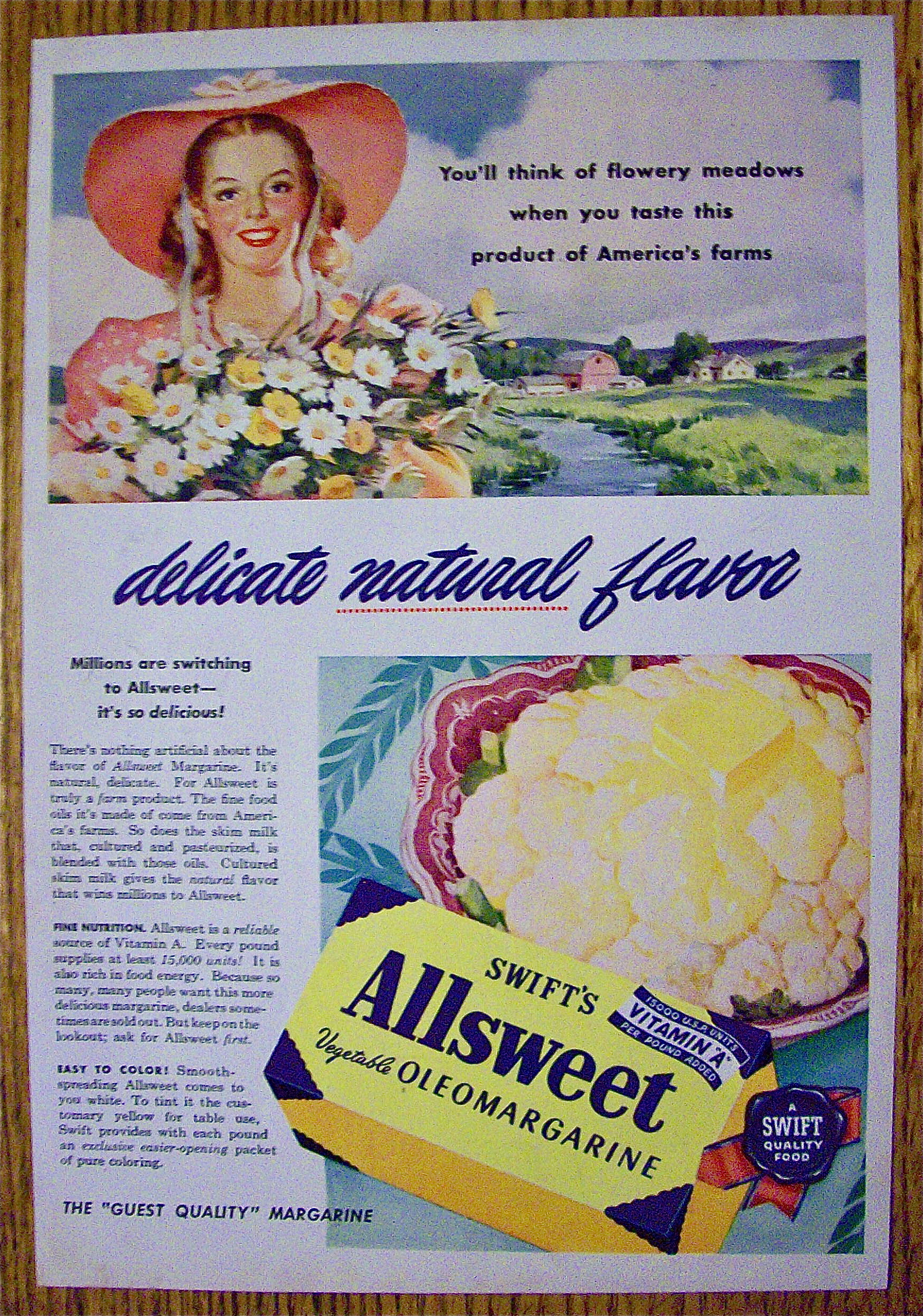 1946 Swift's Allsweet Margarine with Lovely Woman