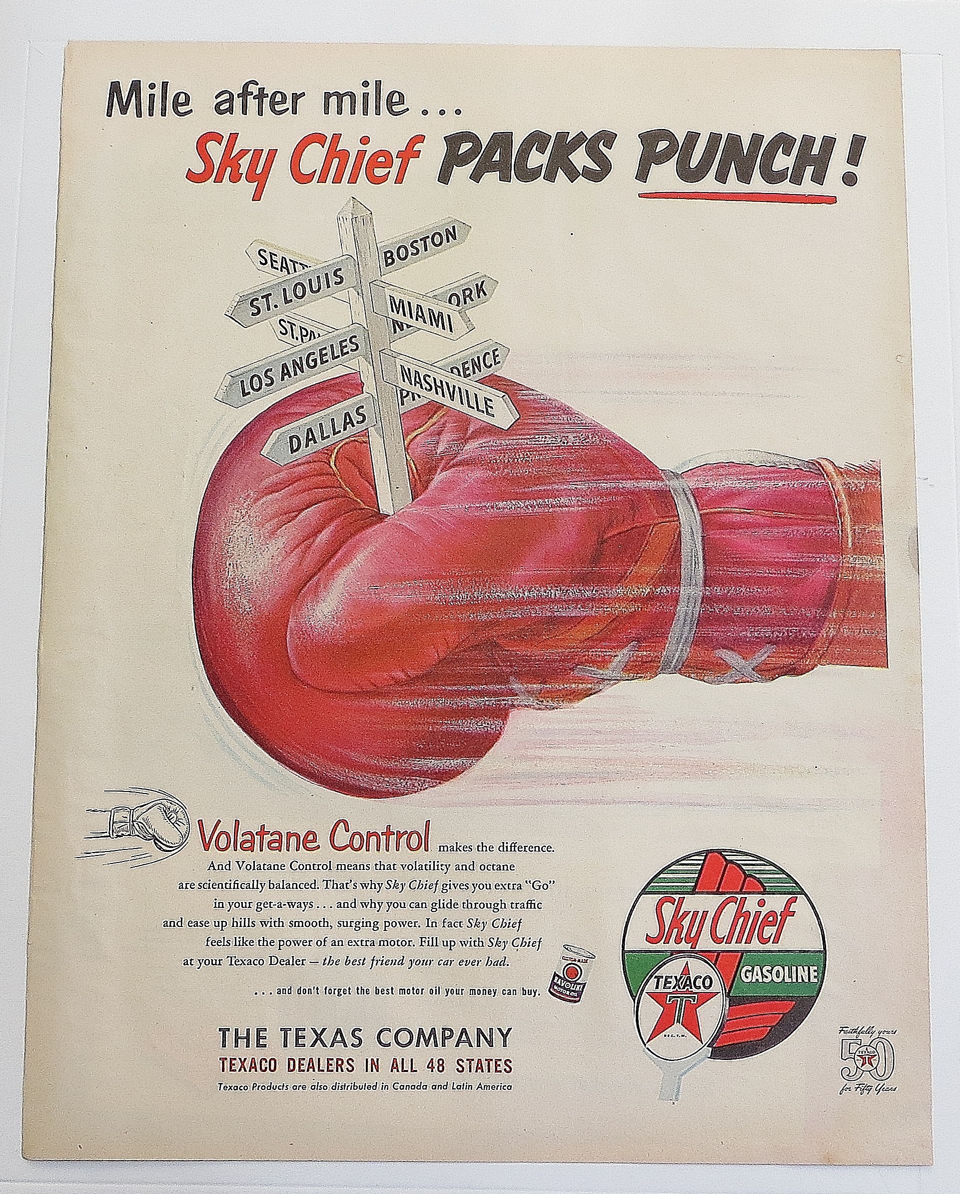 1952 Sky Chief Gasoline With Boxing Glove