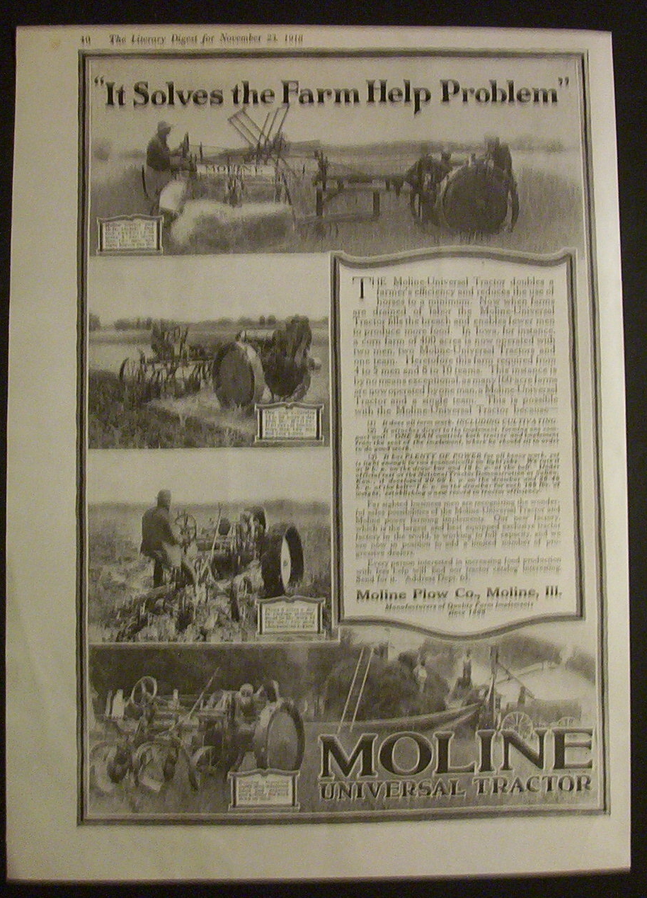 Vintage Ad: 1918 Moline Universal Tractor/Elgin Watches