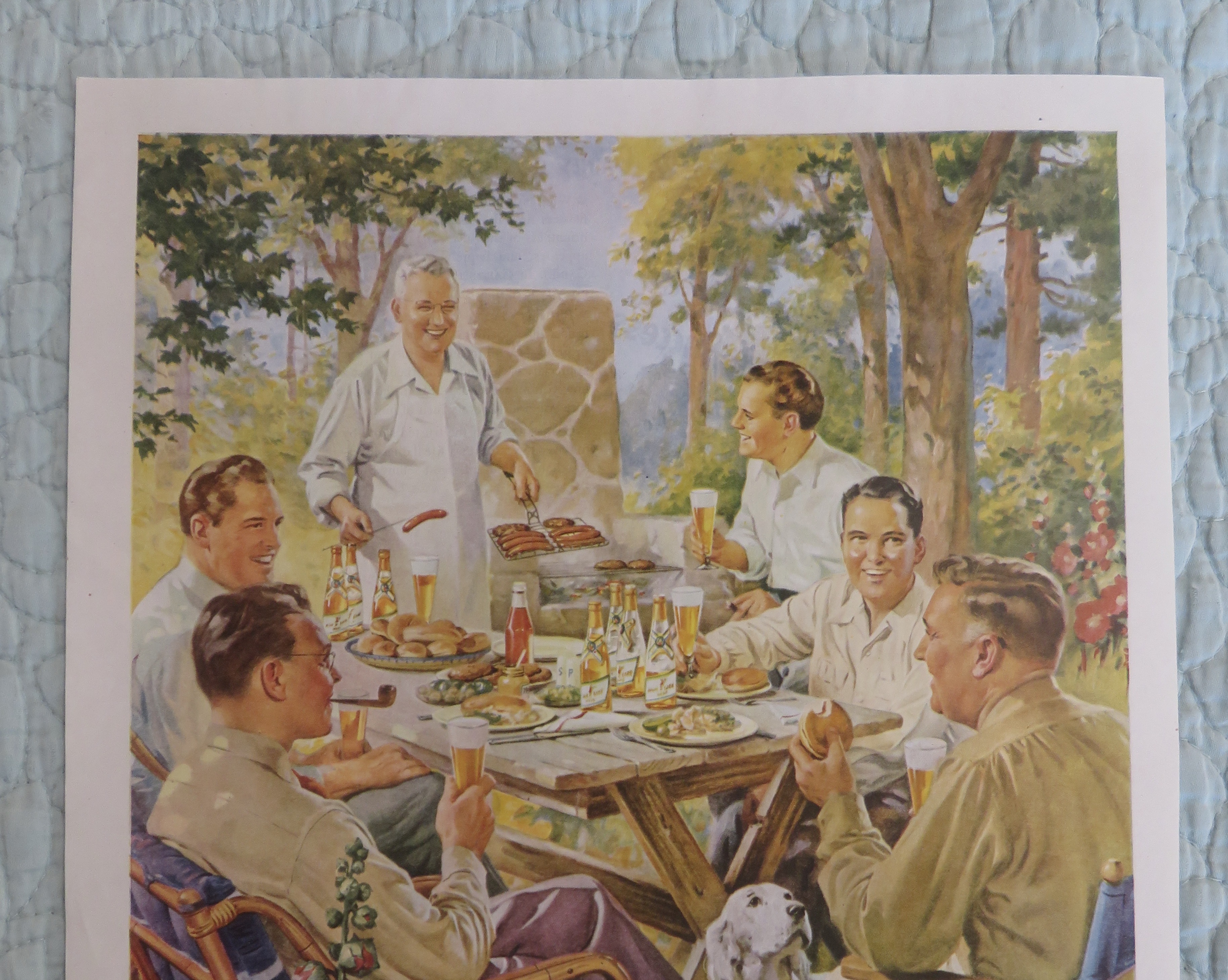 1945 Miller High Life Beer with Men Having A Barbecue
