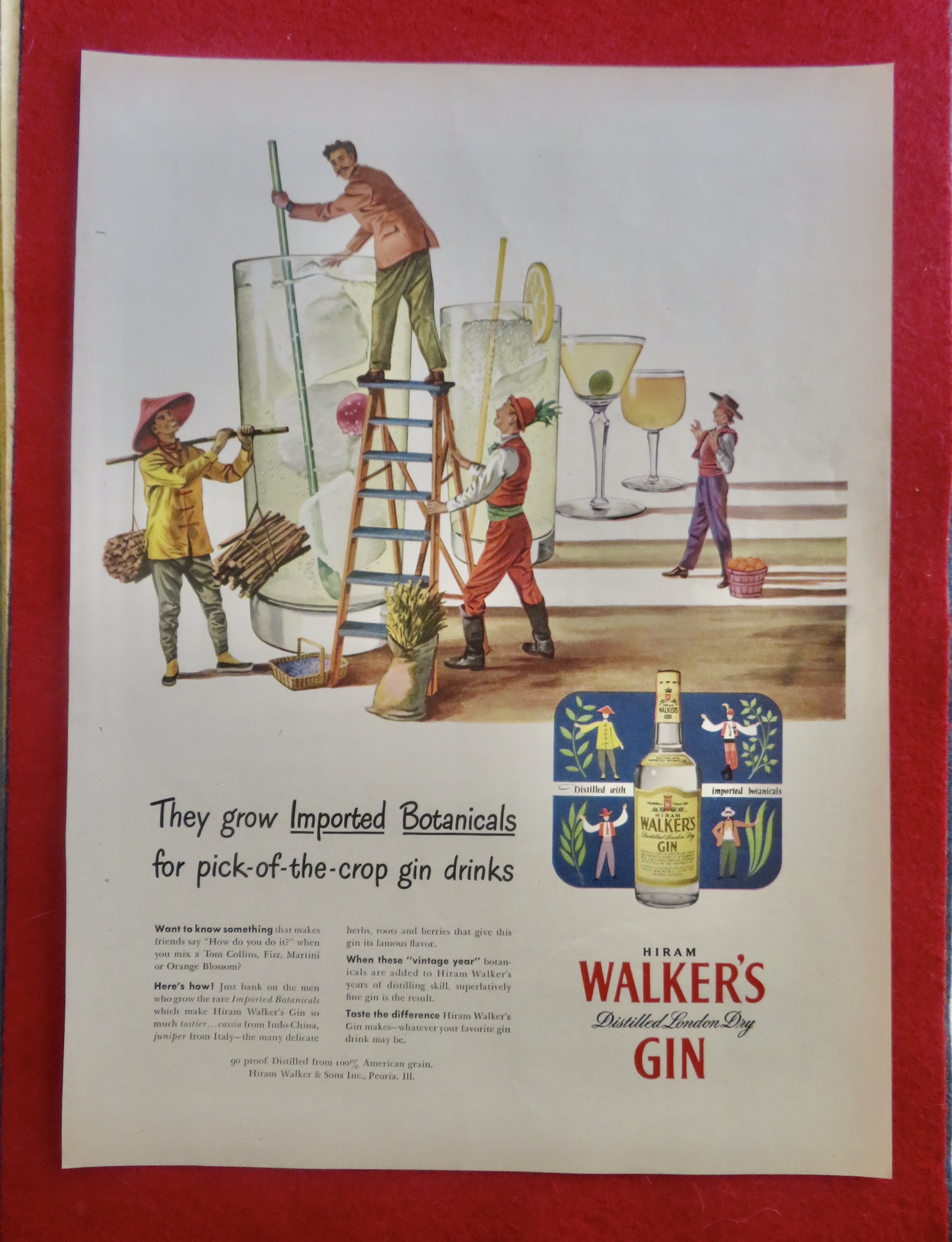 1950's Hiram Walker Gin w/4 Men Different Nationalities