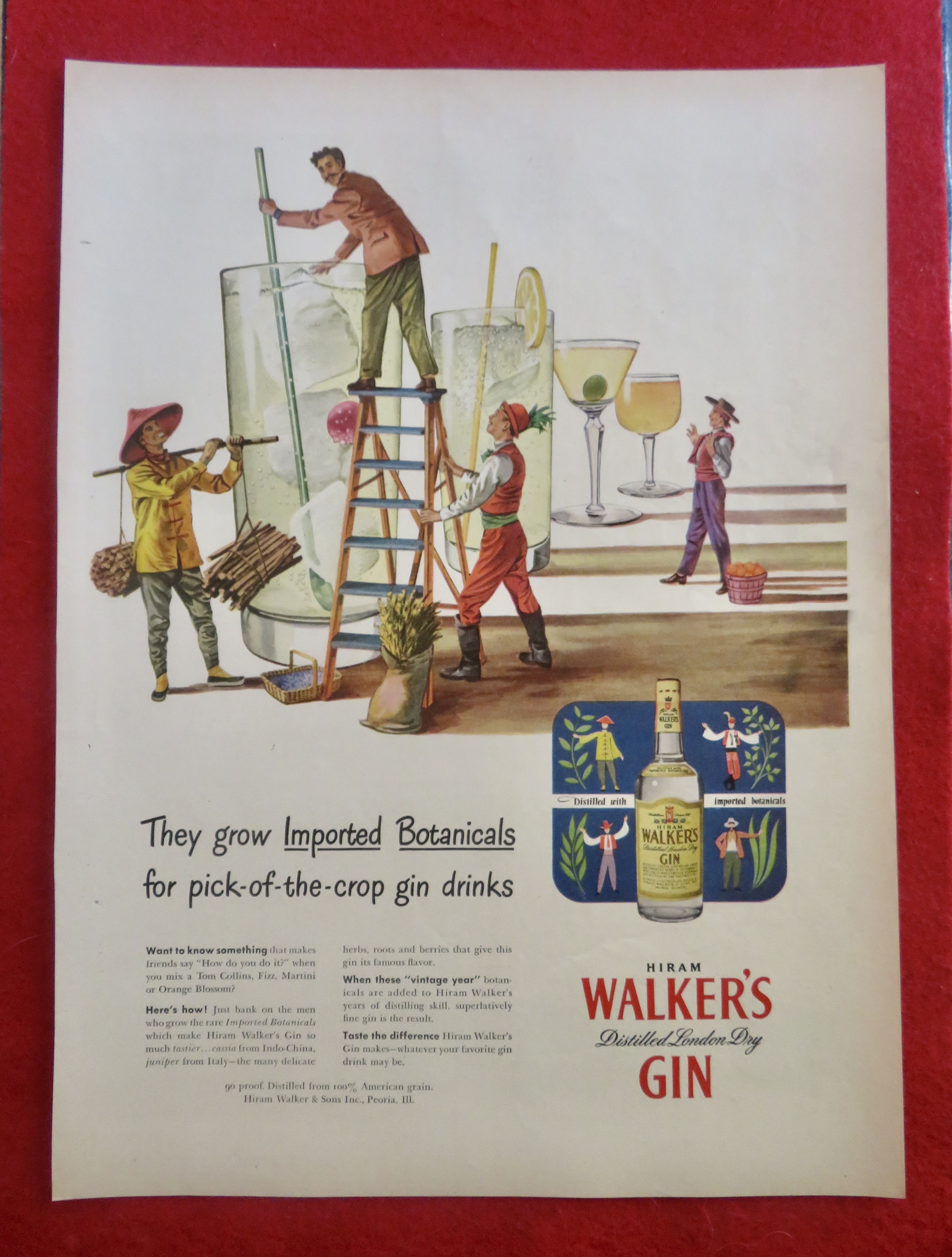 1950's Hiram Walker Gin w/4 Men Different Nationalities