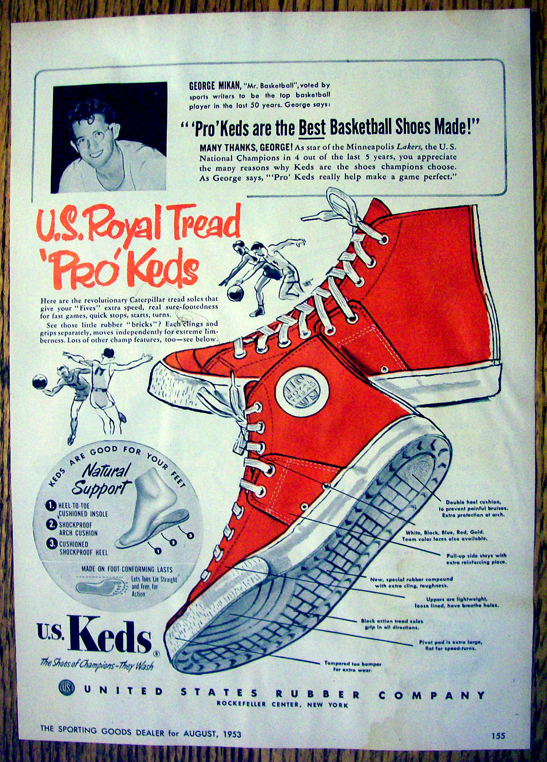 1953 U.S. Royal Tread Pro Keds with George Mikan