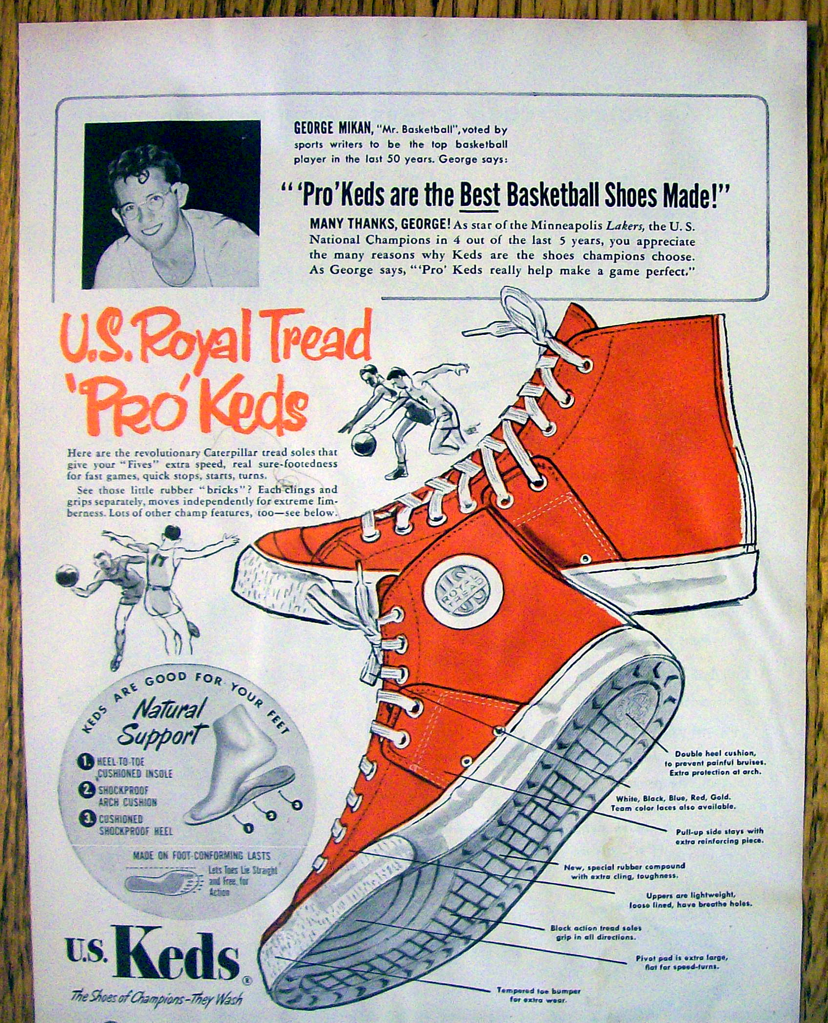 1953 U.S. Royal Tread Pro Keds with George Mikan