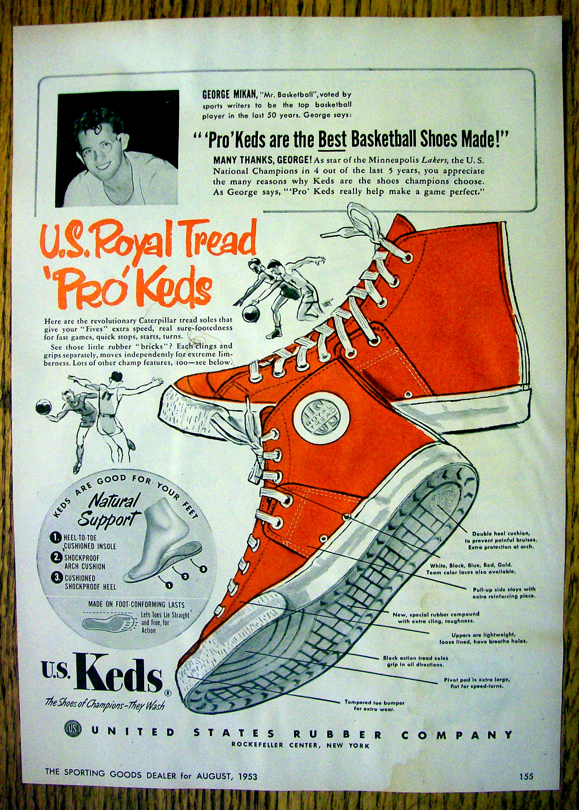 1953 U.S. Royal Tread Pro Keds with George Mikan
