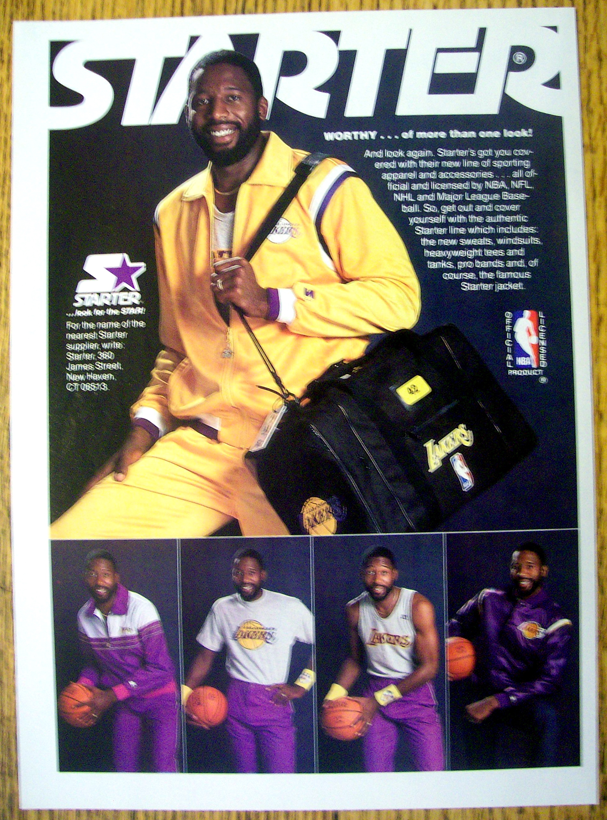 Ad: 1986 Starter Jacket with James Worthy