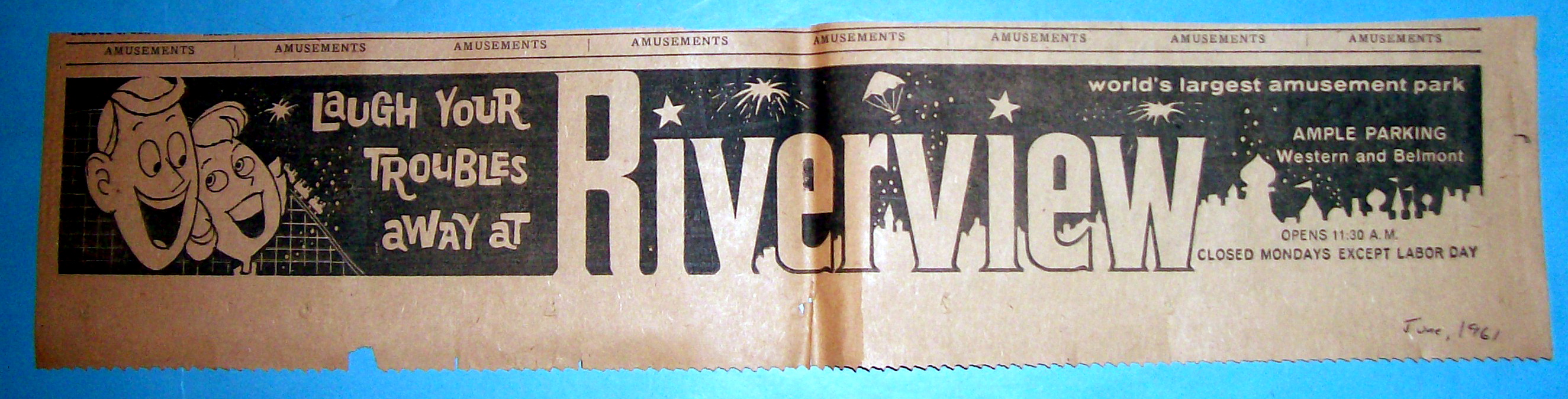 1961 Riverview Amusement Park with Laugh Away Troubles