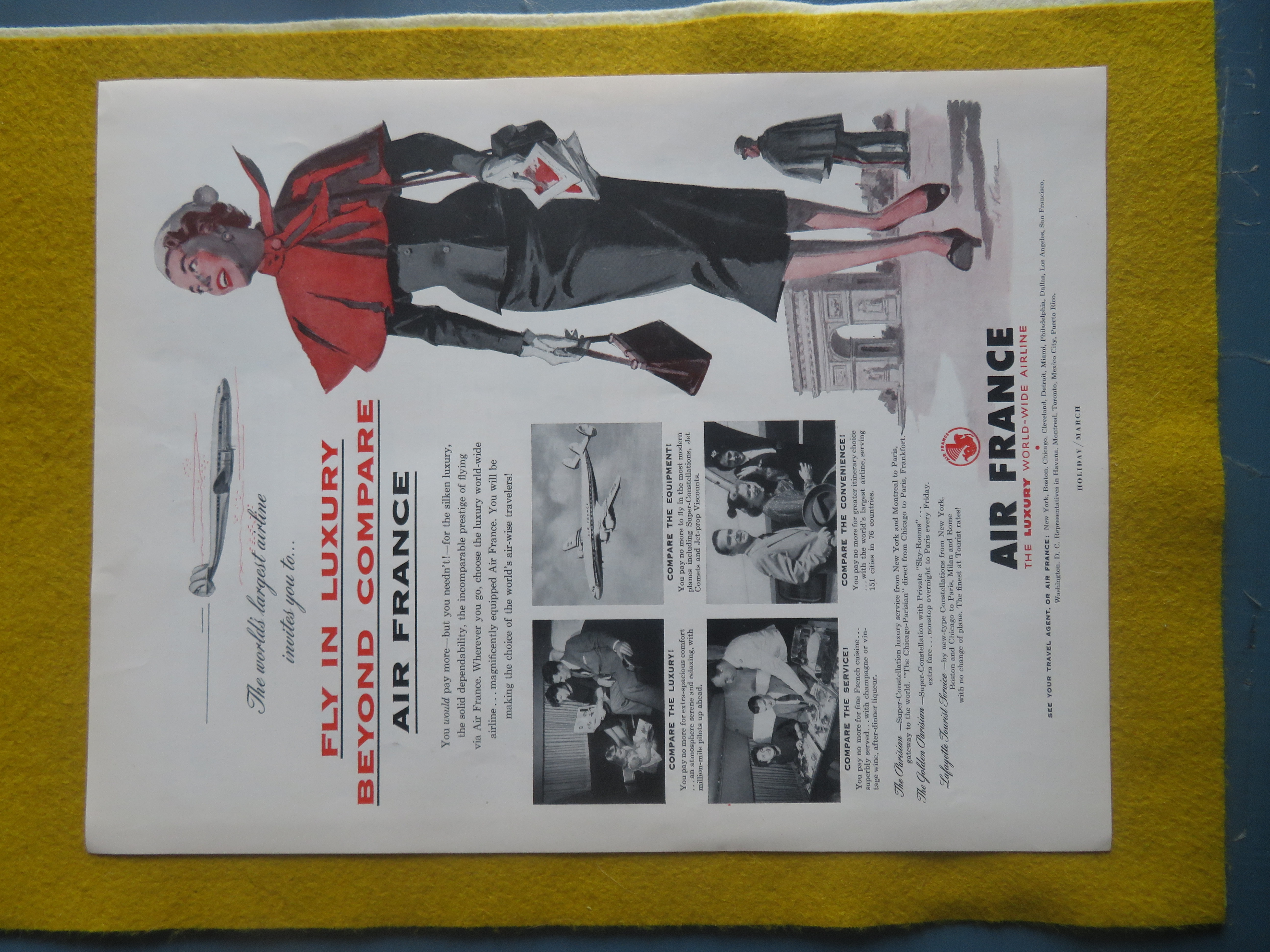 1954 Air France Airline with Woman Walking